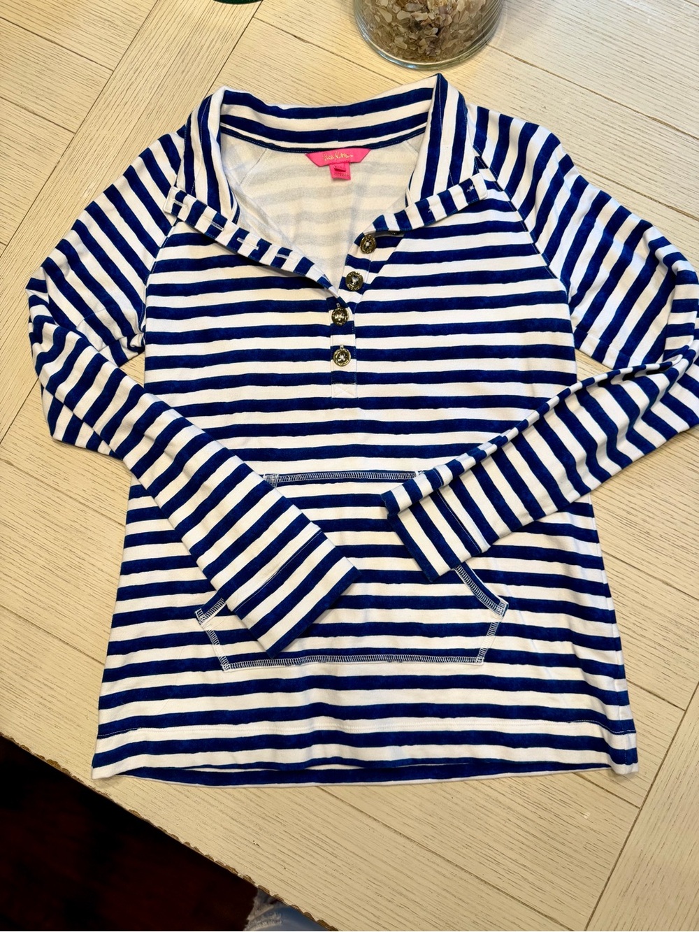 Lilly Pulitzer M captain popover - bright navy positano stripe | NWOT